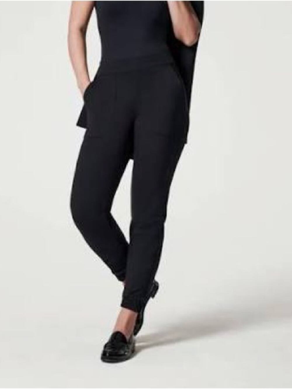 Spanx Perfect Pant Ankle Joggers Black Pull On Stretchy Size Medium